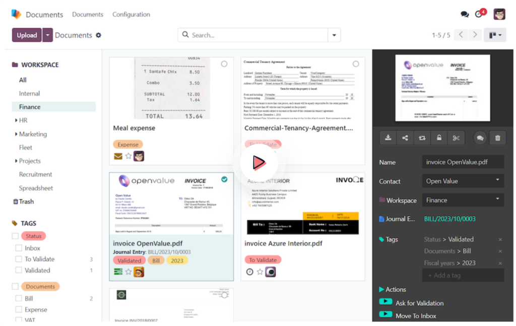 Odoo Belge Yönetimi Yazılımı